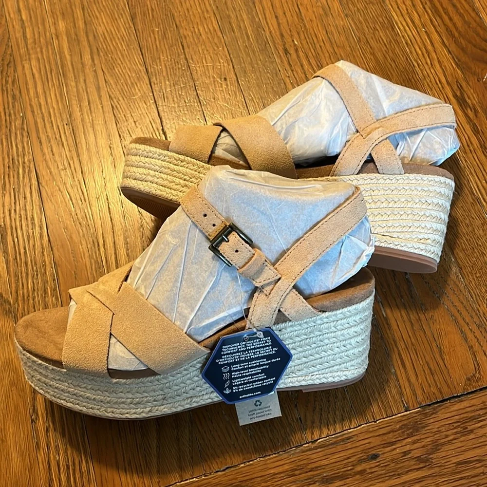 Tom's Willow Platform Sandal Honey Suede Beige size 7.5 - Picture 5 of 9